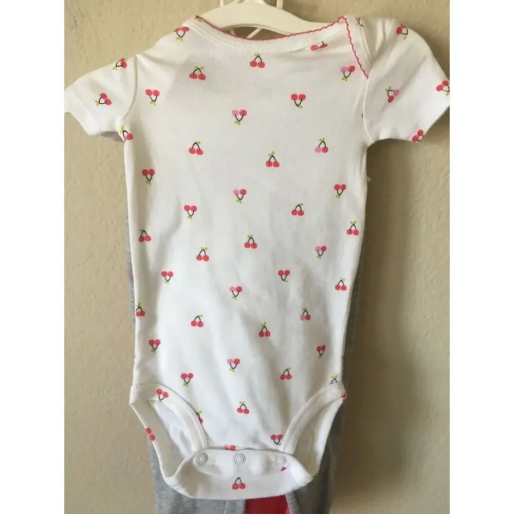 Carter's Cherries Polka Dot Mommy's Sweetie bodysuit Hoodie Pants Set Size 12M